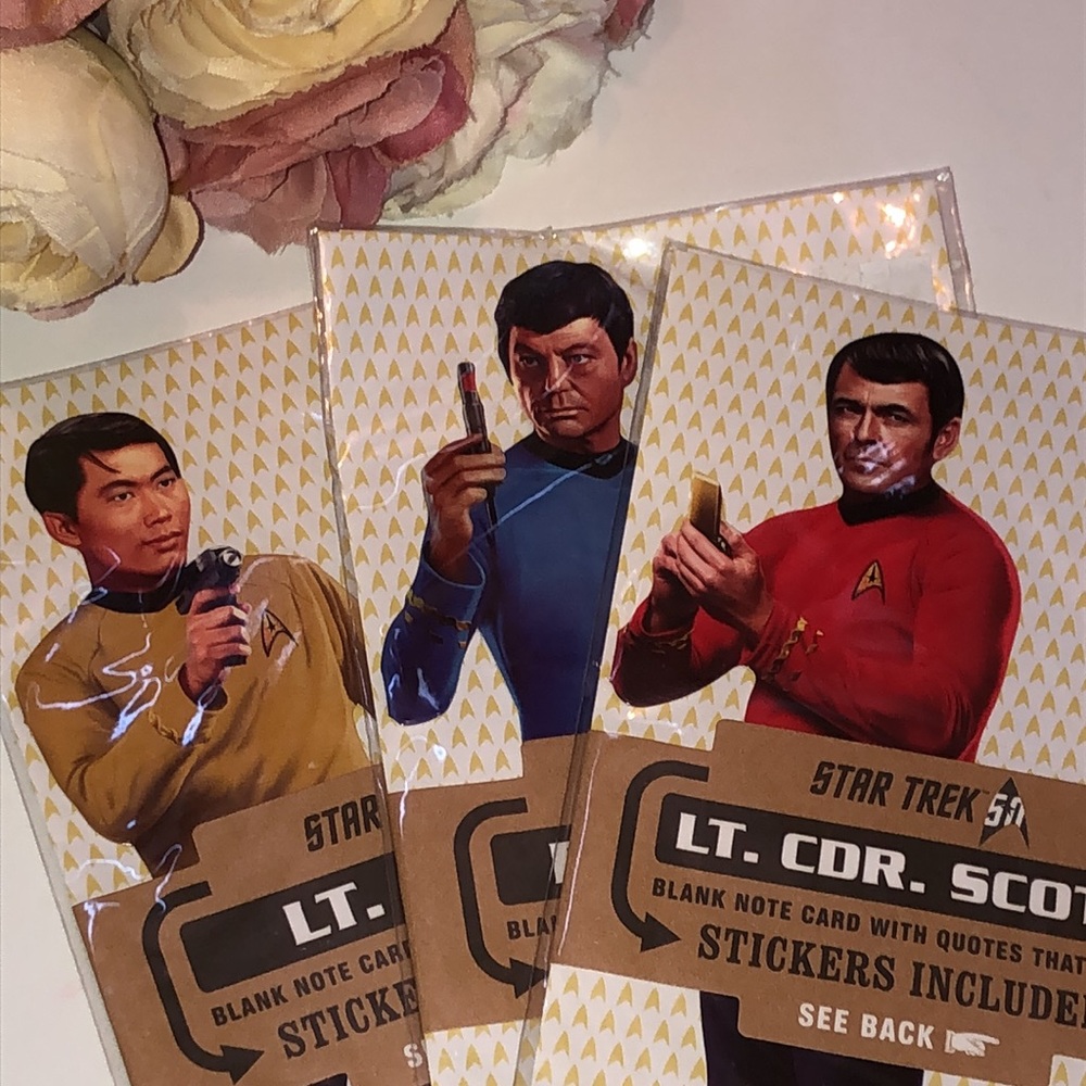 Star Trek Cards Dr McCoy Mr Sulu Scotty Greeting Cards Star Trek Fan Trek